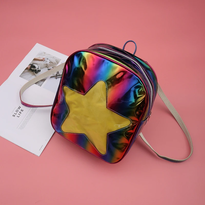 

2018 Women Hologram Laser Transparent STAR Shape Kpop Ulzzang Harajuku Backpacks Lolita Ita Bag Schoolbag