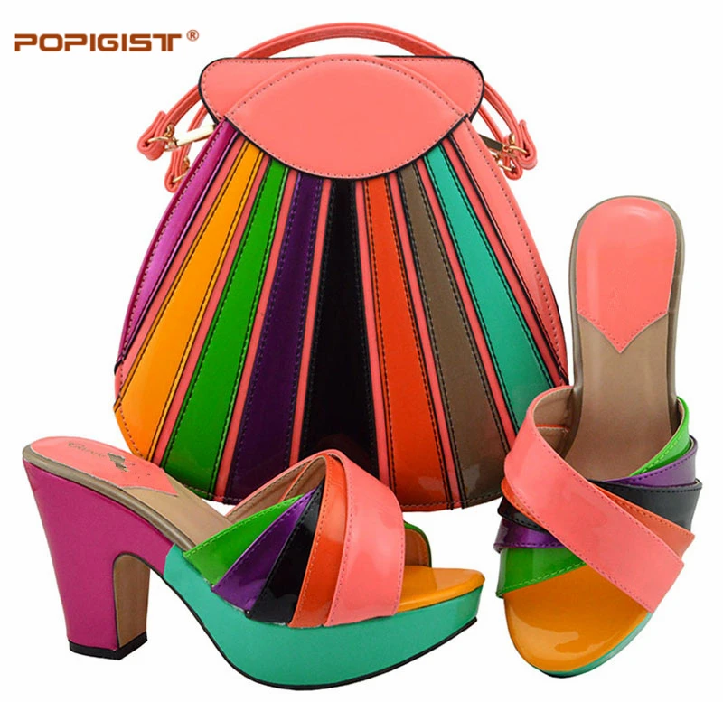 

Peach Color Special Design Ship by DHL Stock Italian Shoes with Matching Bag for Women Shoes and Bag Set African Slip on Shoes