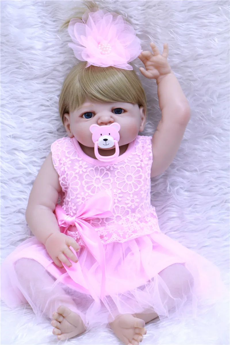 

Reborn Babies Soft Full Body Silicone Dolls 22 inch Baby Silicone Vinyl bathe bebe Lifelike adorable girl babies dolls toy