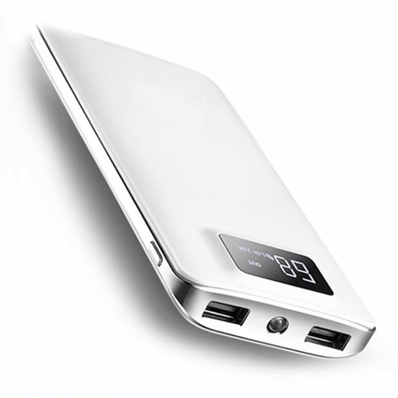 Ультра тонкий внешний аккумулятор 10000 мАч большой емкости двойной USB цифровой ЖК-дисплей светодиодный фонарь для iPhone 6 7 8 X samsung