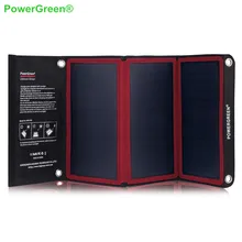 PowerGreen Solar Charger Panel Kits 21 Watts Foldable 5V 2A Solar Power Bank USB Phone Charger for LG for Samsung for Xiaomi