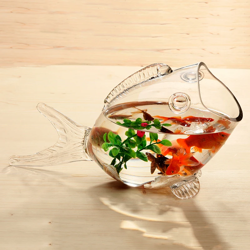 Fish glass bowl clear Transparent Glass Fish shaped Fish Tank Aquarium