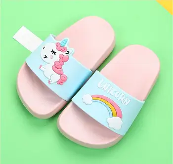 

Slippers for Boy Girl Rainbow Shoes 2019 Summer Toddler Animal Kids Indoor Baby Slippers PVC Cartoon Kids Slippers