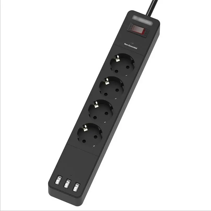 Network filter 3 AC+2 USB Power Strip Electronic Socket Home Office Surge Protector EU Plug Fast Charge Extension Smart Socket