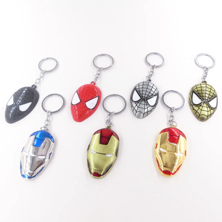 

Gold Cool Iron Man metal keychain For Men Boy Red Spider Man Key Chains Bag School Bag Jewelry Accessories Women Girls KC112