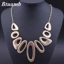 Btuamb Панк Полые геометрические ожерелья для женщин колье Винтаж Бохо Золото Серебро Цвет массивные Ожерелья Подвески Femme Colar