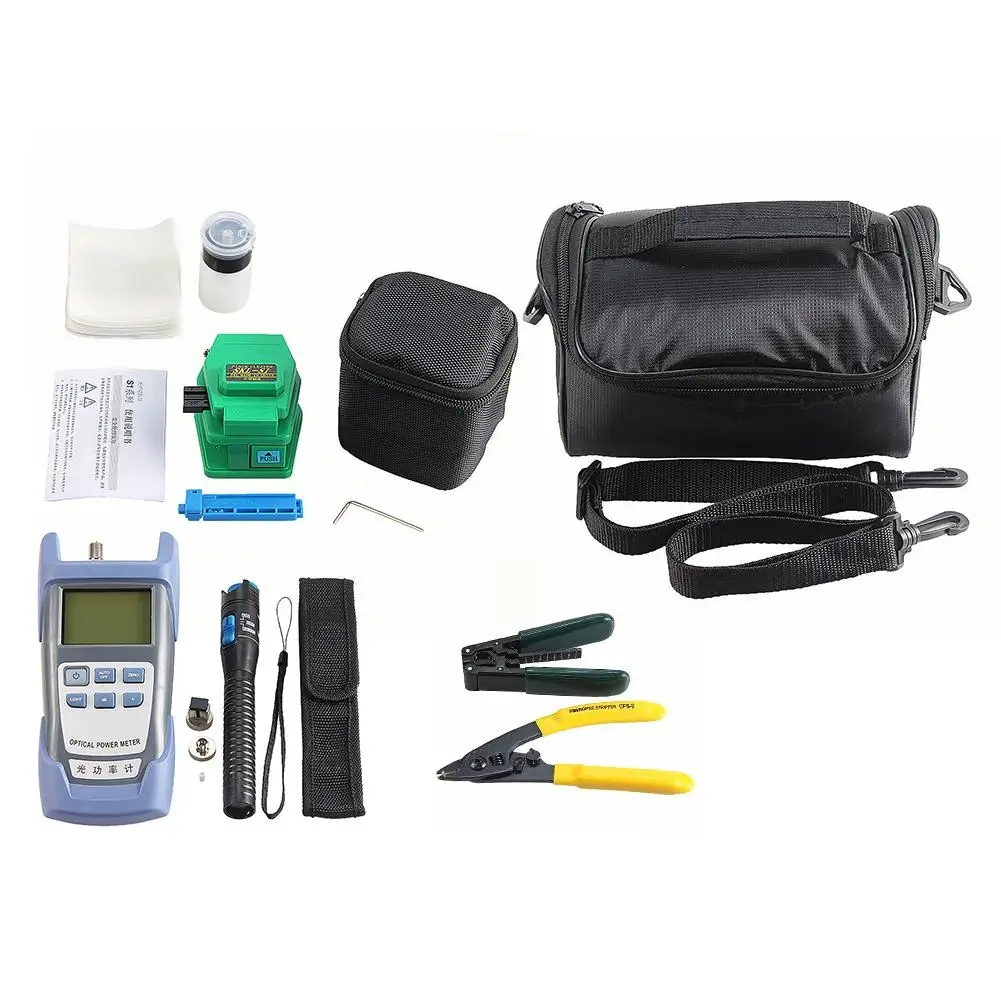 

11Type Fiber Optic FTTH Tool Kit with plastic Fiber Cleaver Optical Power Meter 5km Visual Fault Locator Plastic Pen