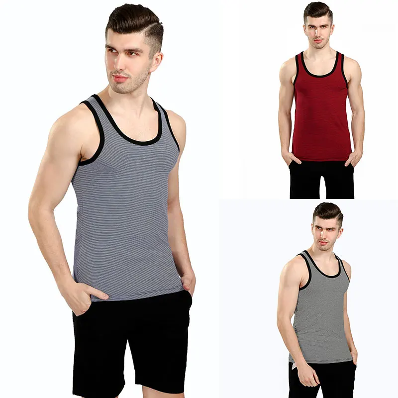 

Cotton Sleeveless Shirts Tank Top Men Stripe Fitness Shirt Mens Singlet Bodybuilding Workout Gym Vest Fitness Men Dropship