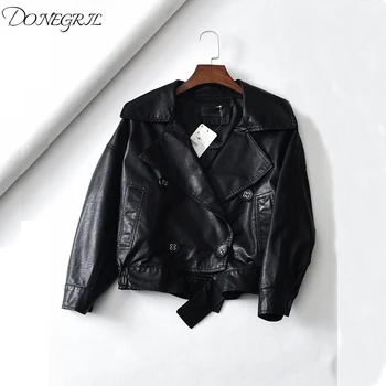 

European and American brands with the same paragraph spring and autumn new short PU leather jacket lapel jacket