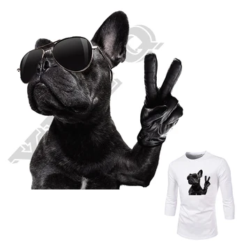 

Bulldog Iron-On Patches For Clothes Household Heat Transfer Stickers DIY Accessory A-Level Washable Appliques Badges For Jacket