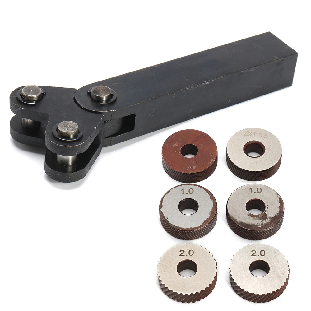

Dual Wheel Knurling Tool Kit 7pcs 0.5mm 1mm 2mm Wheel Linear Pitch Knurl Set Steel Lathe Cutter Wheel Knurling Tool Set