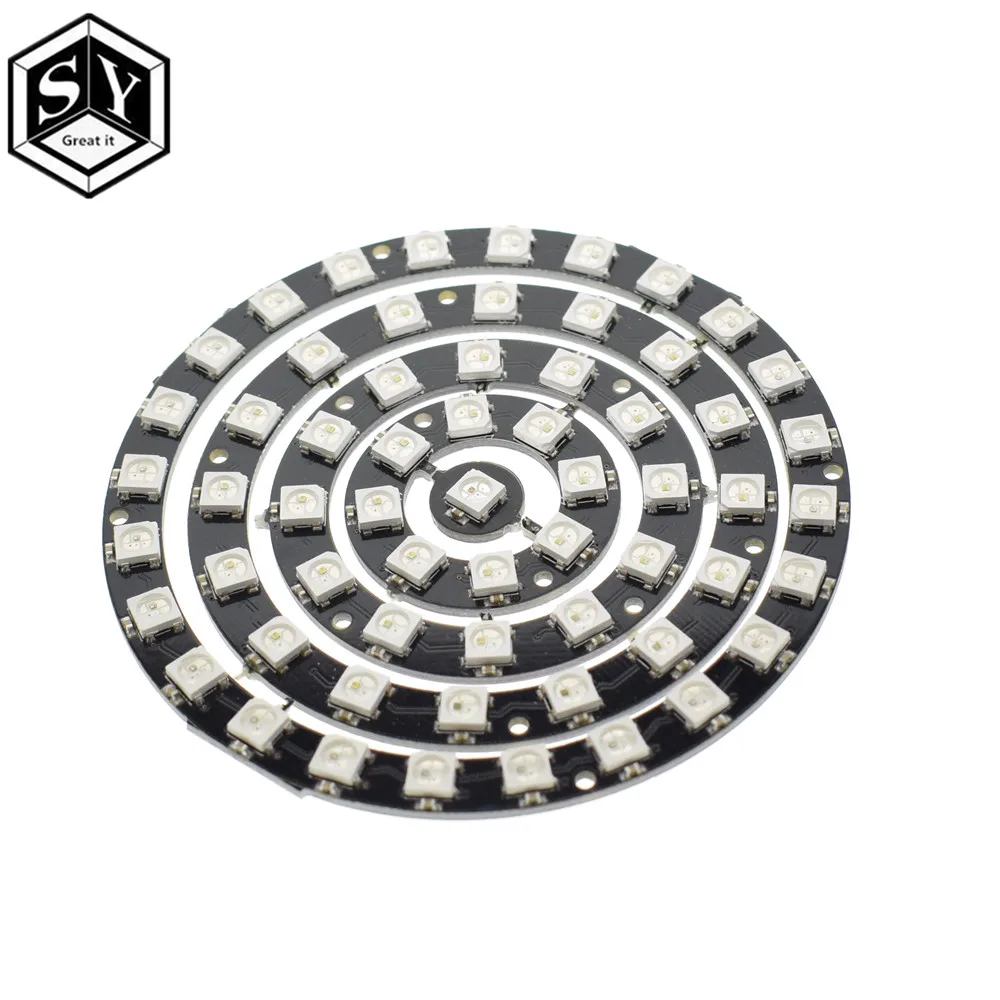 

1pcs RGB LED Ring 1Bit 8Bit 12Bit 16Bit 24Bit WS2812 5050 RGB LED + Integrated Drivers Built-in full-color actuate lights Round