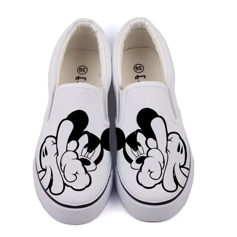

Shoes Women Fashion Canvas Shoes Hand-painted Cartoon Cute Slip-On Flat Vulcanized Shoes Autumn Casual Sneakers Pink Ladies
