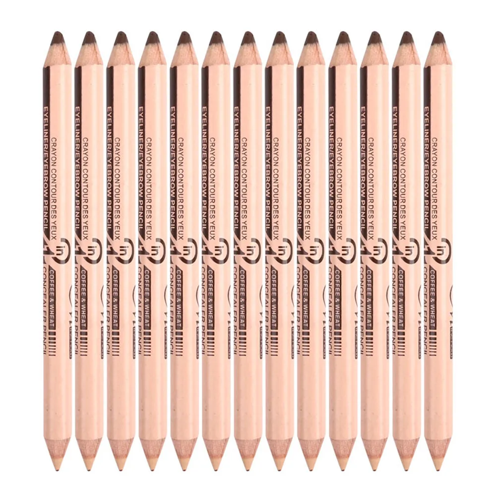 Hot Menow P09015 12pcs/set Cosmetic 2 in 1 pencil makeup Concealer+Eyebrow Pencil Two-head Pencils Long lasting easy to apply