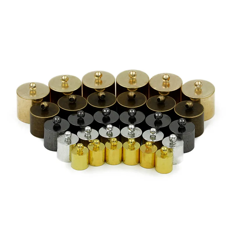

100pcs Gunblack Gold Color End Caps Clasp For 2 2.5 3 3.5 4 4.5 mm Leather Cord Necklace Bracelet Connectors Jewelry Making F574