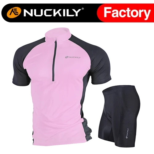 NUCKILY, мужской комплект из Джерси для велоспорта, летняя одежда для велоспорта, Спортивная футболка с коротким рукавом и 3D гелевой подкладкой, шорты, костюм NJ601NS355 - Цвет: Pink