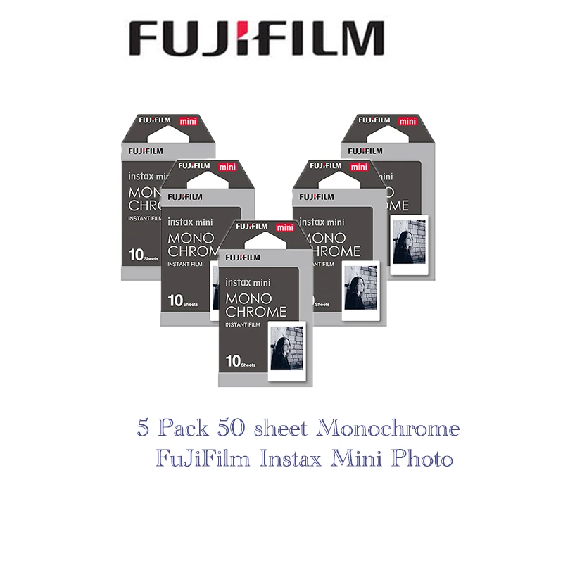 

5 packs Fujifilm Instax Mini Film Monochrome For Polaroid Mini 8 7s 7 10 20 30 50s 50i 90 25 dw Share SP-1 Instant Lomo