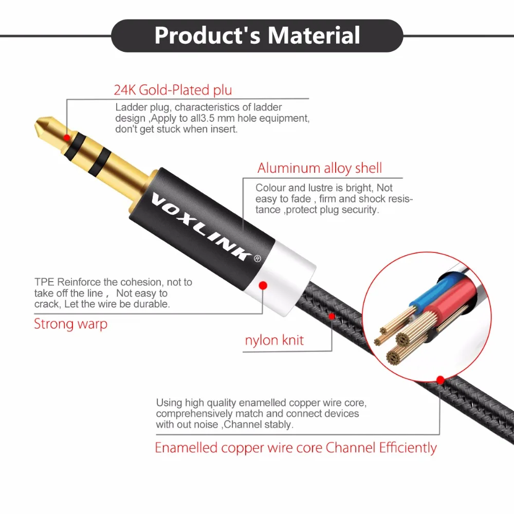VOXLINK 5 упаковок 3ft/1m 3 5mm Jack аудио кабель для iPhone 6 6s AUX вспомогательный шнур штекер
