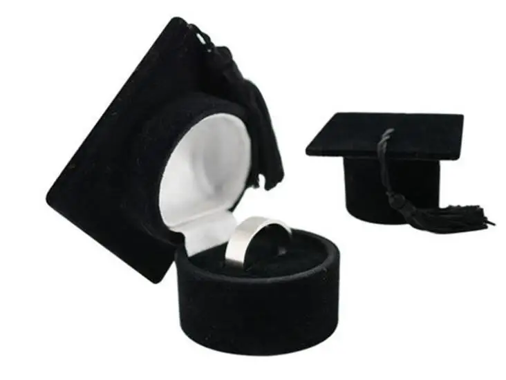 100pcs/lot Flocking Ring Box Creative Trencher Cap Shape Boxes Jewelry Display Rack Gift Wholesale | Украшения и аксессуары