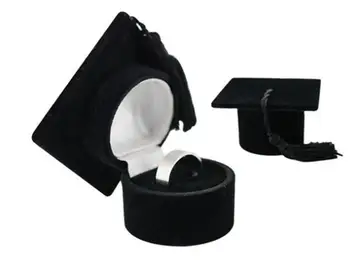 

100pcs/lot Flocking Ring Box Creative Trencher Cap Shape Ring Boxes Jewelry Box Display Rack Gift Boxes Wholesale