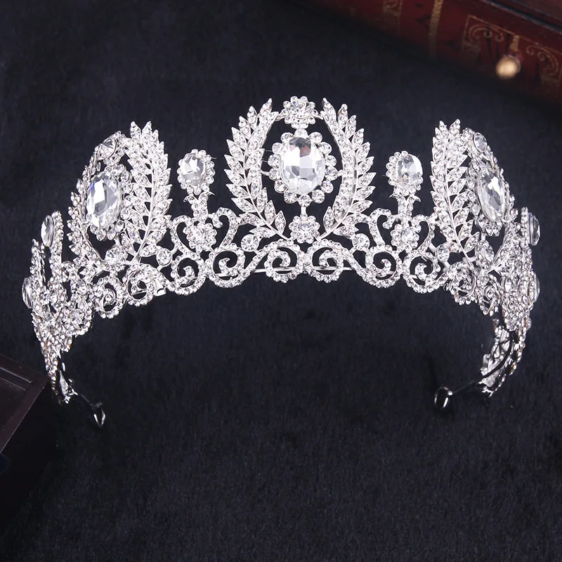 

new fashion Beautiful white crystal pearl big hoop crown Bride Tiara wedding hair jewelry