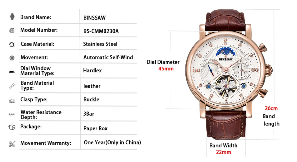 BINSSAW Мужские механические часы Топ Элитный бренд мода Tourbillon из натуральной кожи мужские спортивные часы Relógio masculino
