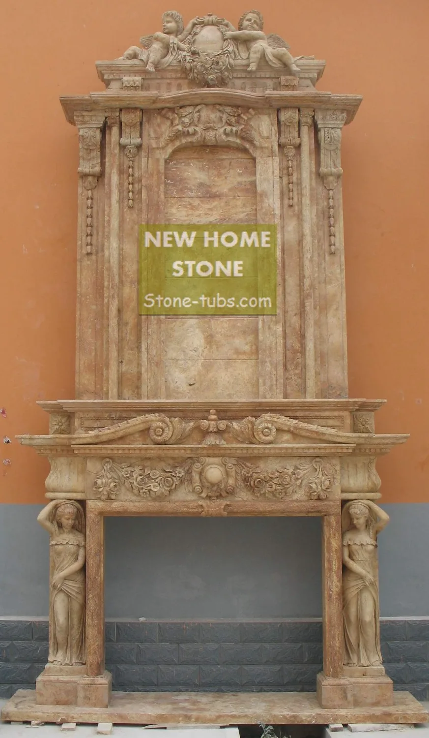 Double Fireplace Ideas Pictures Dark Brown Color Travertine Large