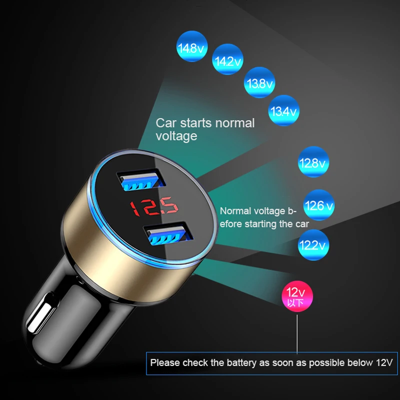 Автомобиль прикуривателя Универсальный USB адаптер Dual Usb Автомобильное Зарядное устройство 3.1A автомобиля Зарядное устройство с автомобиля Напряжение Дисплей для телефона moto зажигалка usb прикуриватель