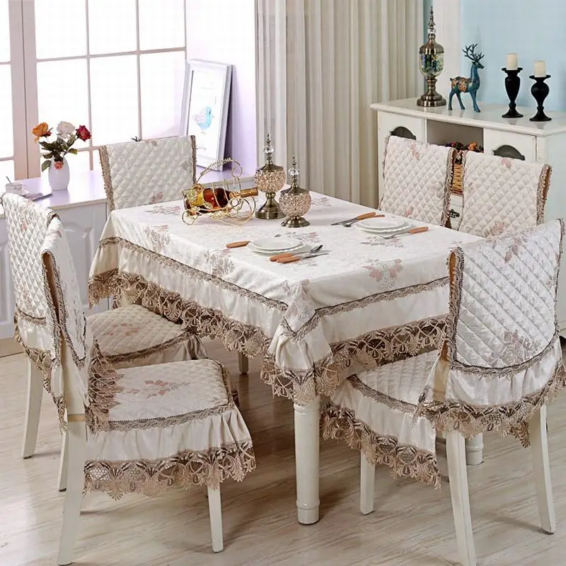 

Chennile Floral Set Suit Pastoral Lace Print Home Kitchen Party Tablecloth Table-cloth Rectangular Table Cloth Chair Cover