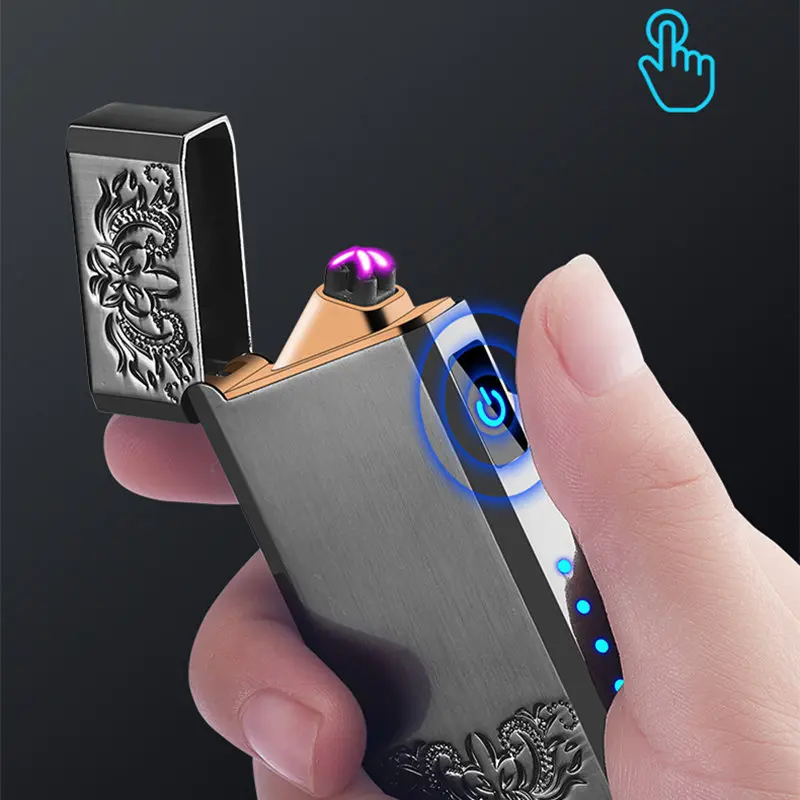 Двухдуговая Электронная зажигалка USB светодиодный индикатор заряда батареи