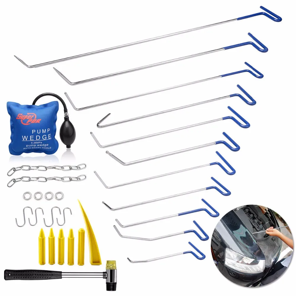 

PDR Rods Hooks Car Crowbar Pump Wedge PDR Toolkit Paintless Dent Repair Tools Dent Removal Tool Set Herramientas