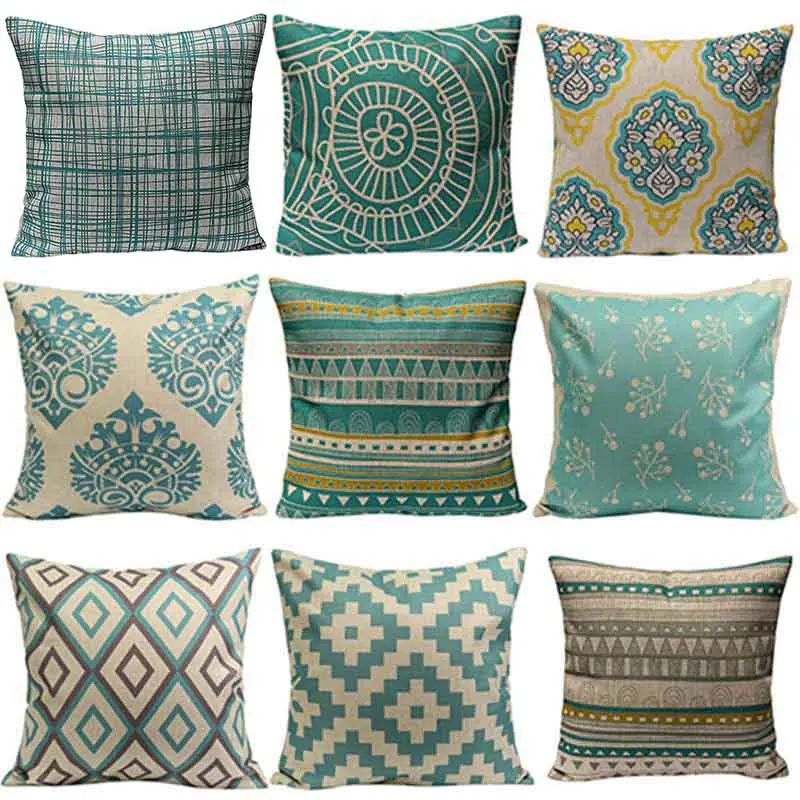 

Geometric Pillow Case Plant Leaf Pillow Cover Striped Cushion Cover for Sofa Home Decoration Flower Pillowcase