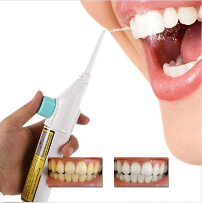 Портативная мощность зубная нить струи воды шнуры зуб без батареи Стоматологическая Чистка отбеливание зубов очиститель комплект 5,7