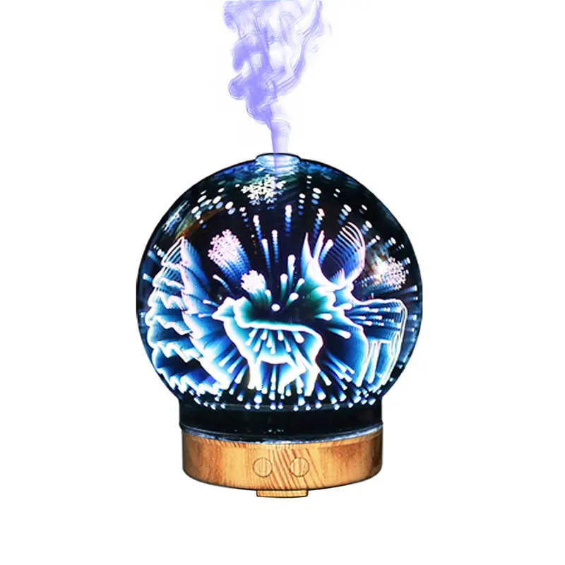 SUNLI HOUSE 3D Humidifier Night Lights Colorful Aromatic 3D Glass lamp Oil Diffuser LED lighting for Indoor Room Luminaria Led