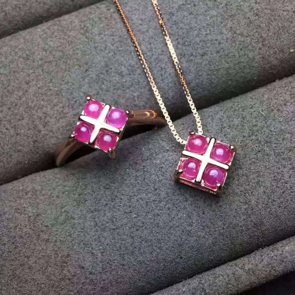 Верность естественно 3 мм ruby s925 серебро fine jewelry наборы для женщин вечерние натуральный красный драгоценный камень