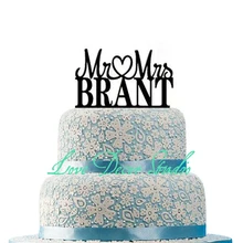 free shipping Custom Personalized Mr& Mrs Wedding Cake Topper with Your Last Name tall 6" 3mm thick