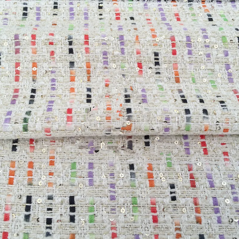 

145cm Width Yarn Dyed Multicolor Thread Woven Sequins Tweed Fabric for Woman Autumn Winter Coat Skirt Sewing-AF899