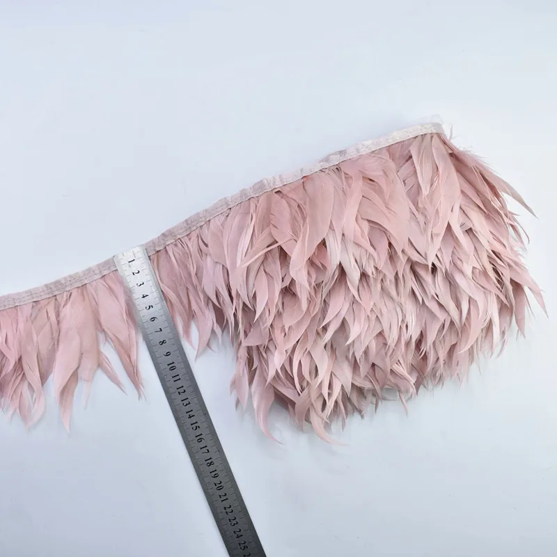 5 м/10 м кожа розовый Shred гусиные перья планки Гуси белые перья фазана для поделок лента с бахромой костюм Плюмы - Цвет: Leather Pink