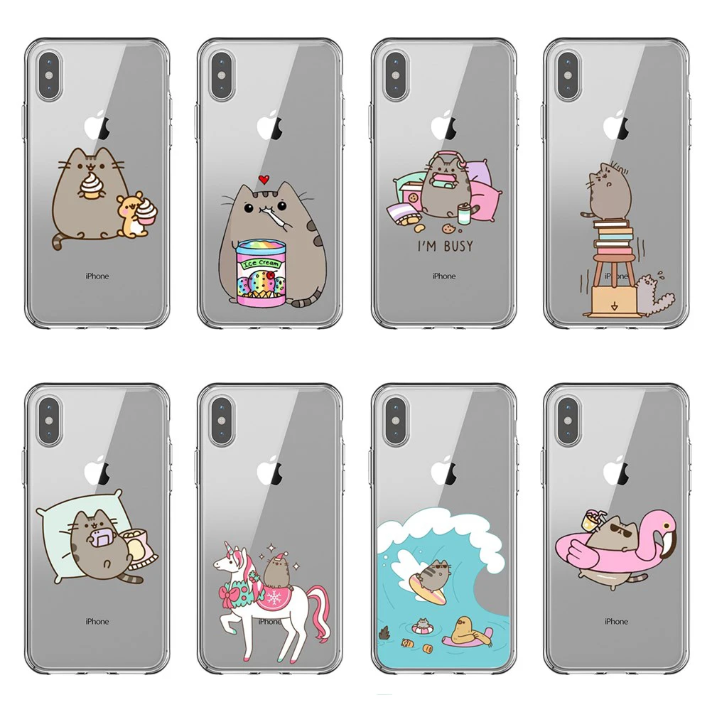 

Cartoon chubby lovely soft Silicone TPU Phone Case For iPhone 5 5S SE 6 6S Plus 7 7 Plus 8 8 Plus X XS transparent Cover