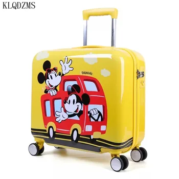 

KLQDZMS 18inch High Quality Mickey Cartoon PC Kids Rolling Luggage Spinner children Travel Suitcase