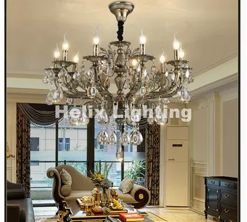 

New Arrival Brass Color Crystal chandelier Zinc Alloy Chandelier Classic Crystal Lustre Lighting for Foyer Cristal Candle Bulbs