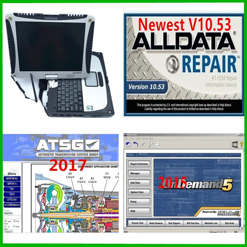alldata 10,53 программное обеспечение+ mitchell+ ATSG 3in 1 ТБ установлен в ноутбуке Для Toughbook CF19 4 Гб, может использоваться как Ноутбук готов к работе