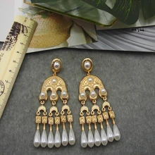 Нестареющие чудесные Потрясающие многоуровневые серьги-гвоздики с искусственным жемчугом и кисточками вечерние свадебные серьги в стиле ретро Редкие популярные длинные уникальные серьги 5343