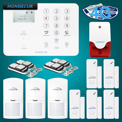HOMSECUR Wireless wired 4G GSM LCD Home Security font b Alarm b font System PIR 5