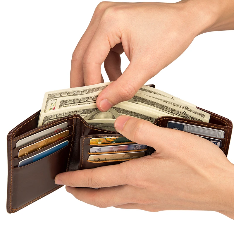 

J.M.D RFID Card Case For Men's Genuine Leather Credit Card Holder Wallet Security Bifold R-8106Q