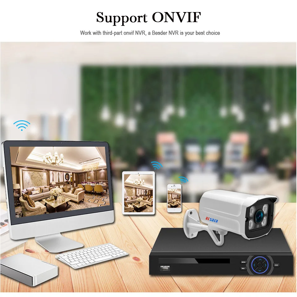 BESDER H.265 SuperHD 5MP 3MP 2MP IP камера PoE 4 шт. массив светодиодов ночного видения 25 М