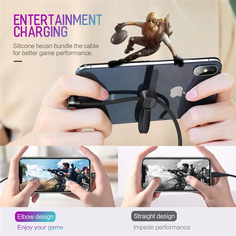  ROCK USB Kabel für iphone 2.1A Schnelle Lade Spiel Kabel Draht 180 Grad U-Förmigen Geflochtene Data