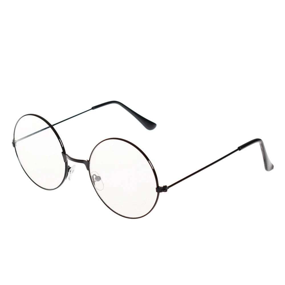 Новинка 2018 года мужские и женские Ретро Большой Круглый очки прозрачный металлическая оправа для очков черный, серебристый цвет золото