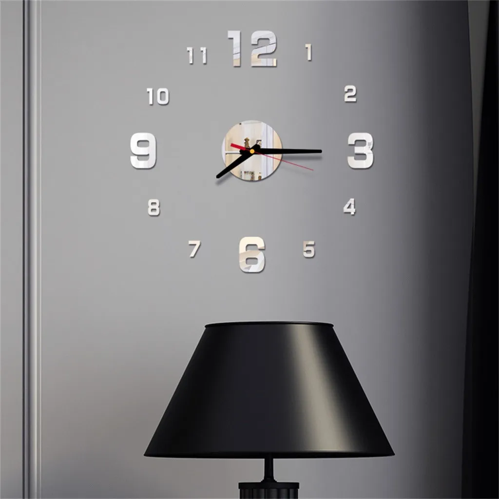 Мода Классический 3D сделай сам римские цифры акриловые зеркальные настенные наклейки часы домашний декор настенные наклейки Mar 25