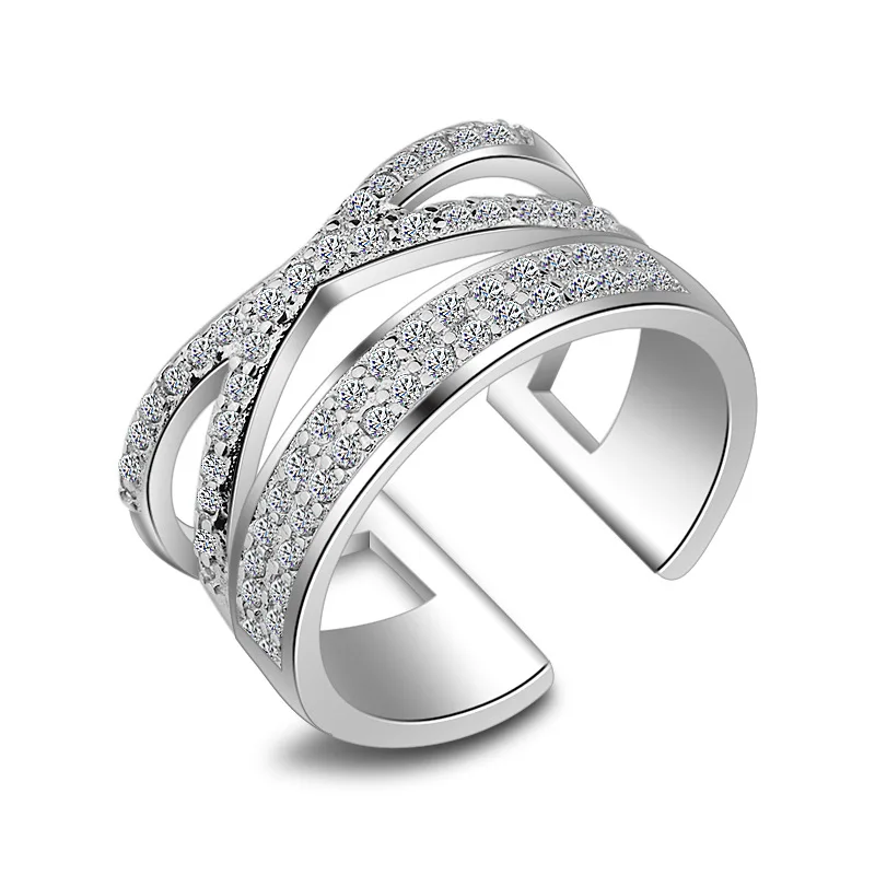JEXXI Luxury Engagement Adjustable Ring For Women Silver